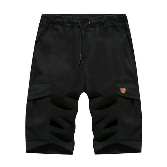 IROINNID Deals Cargo Shorts for Men Workwear Shorts With Multiple Pockets Zipper Straight Leg Five Piece Pants, Outdoor Sports Shorts Pants,Black