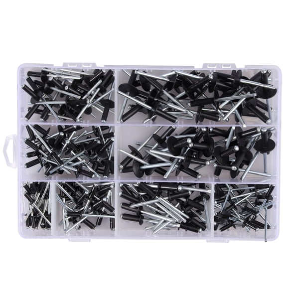 Juego De Remaches Ciegos De Consumo De Fabricación 200 Piezas De Remaches Ciegos De Aluminio Negro De 8 Tamaños Diferentes Para Automóviles, Barcos, Aviones, Electrodomésticos, Industria De La Advancent TO001820-00