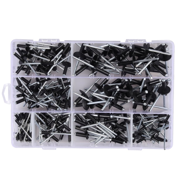 Juego De Remaches Ciegos De Consumo De Fabricación 200 Piezas De Remaches Ciegos De Aluminio Negro De 8 Tamaños Diferentes Para Automóviles, Barcos, Aviones, Electrodomésticos, Industria De La Advancent TO001820-00