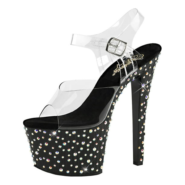 clear 7 inch heels