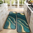 thumbnail image 4 of Kitchen Rugs Sets Of 2,Teal Gold Marble Pattern Anti Fatigue Kitchen Mat Rugs Non Slip Washable,Decorative Kitchen Floor Mats for Kitchen,Sink,Laundry,17"x47"+17"x47", 4 of 5