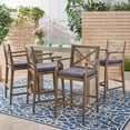 thumbnail image 2 of Salvatore Outdoor Acacia Wood Barstools, Gray Finish and Dark Gray, Set of 4, 2 of 8
