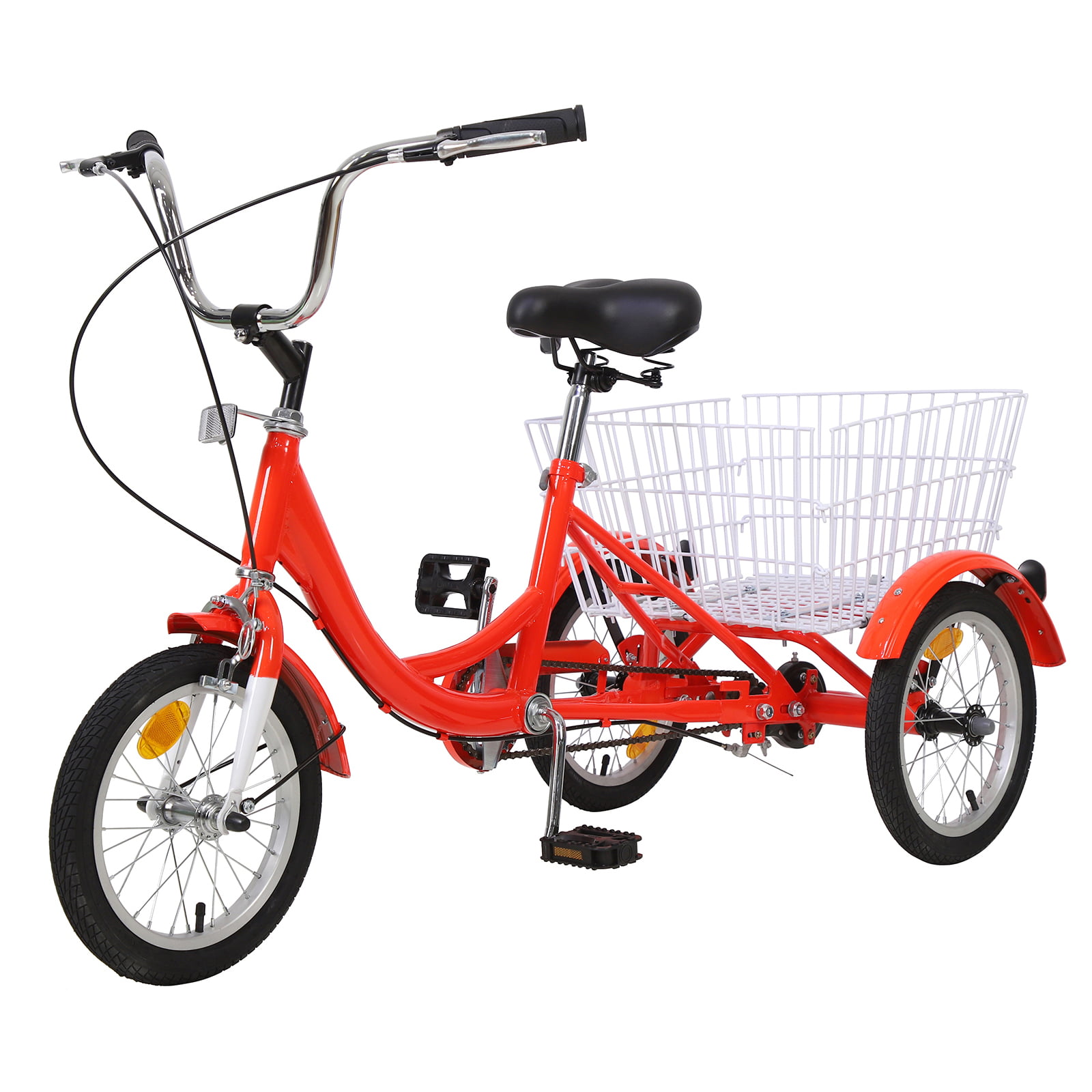 Slsy 14 inch Tricycle Single Speed 14 inch 3 Wheel Bikes 14” Trike Bike Perfect for Beginner Riders Three-Wheeled Bicycles with Adjustable Height