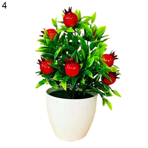 HEVIRGO Artificial Fruit Bonsai Mini Orange Pomegranate Tree Windowsill Decor Plastic Courtyard Simulated Plants Bonsai for Home
