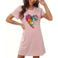 thumbnail image 4 of VgaVtl Pink Women's Nightgowns & Sleepshirts Short Sleeve Short Womens Summer Nightgowns Print Nightgowns, 4 of 5