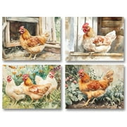 Small World Greetings Watercolor Chicken Note Cards 12 Count-Blank Inside with Envelopes-A2 Size 5.5" x 4.25"-Farmhouse Hen Art Stationery for All Occasions-Country Animal DesignsRustic Farm-Themed