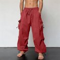 thumbnail image 6 of Leesechin Men's Baggy Cargo Pants Trendy Casual Parachute Pant Loose Fit Harem Joggers with Pockets for Streetwear, 6 of 7