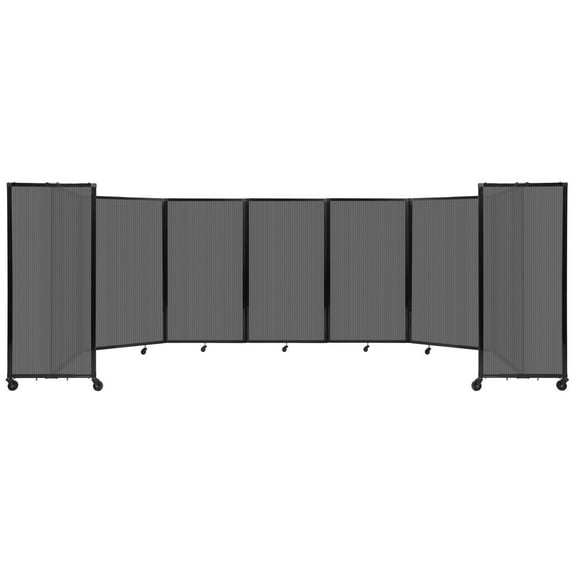 Versare Polycarbonate Room Divider 360 Portable Wall Partition | Freestanding Office Dividers | Locking Wheels | Privacy Screen Panels - 19'6" x 5' Dark Gray Thermoplastic Polymer