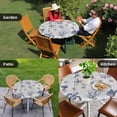 thumbnail image 4 of Vintage Coastal Round Tablecloth for 36-44 Inch Tables,Fitted Table Cover with Elastic Edge,Nautical Summer Beach Sea Turtle Starfish Waterproof Outdoor Table Cloth Protector for Patio Garden Dinner, 4 of 9