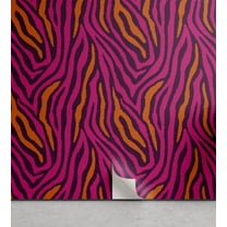 Ambesonne Safari Peel & Stick Wallpaper for Home, Zebra Pattern Stripes Design, 13"x72", Pink Plum Orange