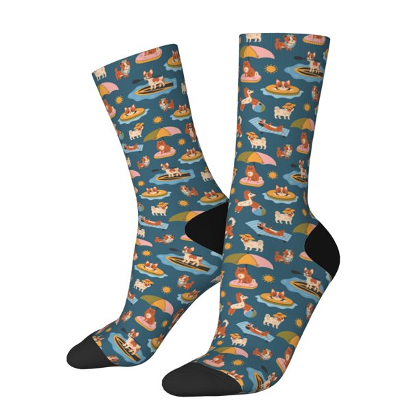 Balery Beach Dog Calcetas Largas con Estampado para Hombre y Mujer – Suaves y Transpirables, Talla Única (US 5-11)