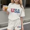 thumbnail image 2 of Odeerbi Camiseta de Manga Corta Con Estampado Patriótico Del Día de La Independencia de Las Niñas Con Pantalones Cortos Set de 2 Piezas, 2 of 6