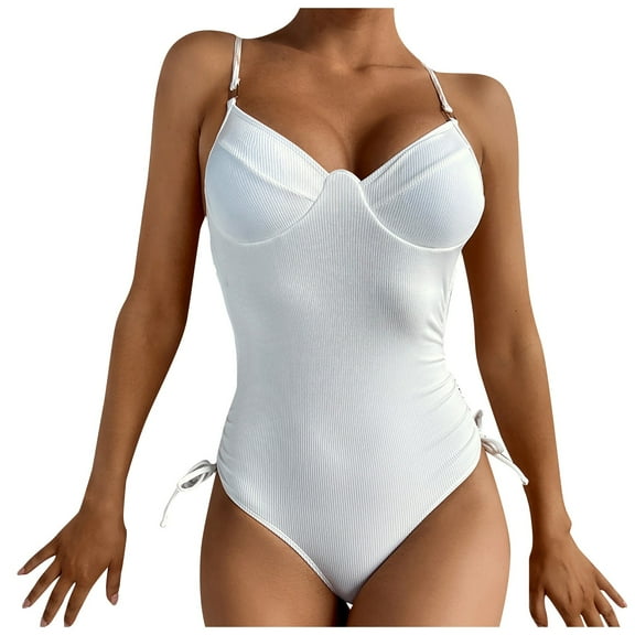 LYXSSBYX Plus Size Swimwear One Piece Women Solid Color Straps One-Piece Swimsuit Bikini Swimwear Beachwear