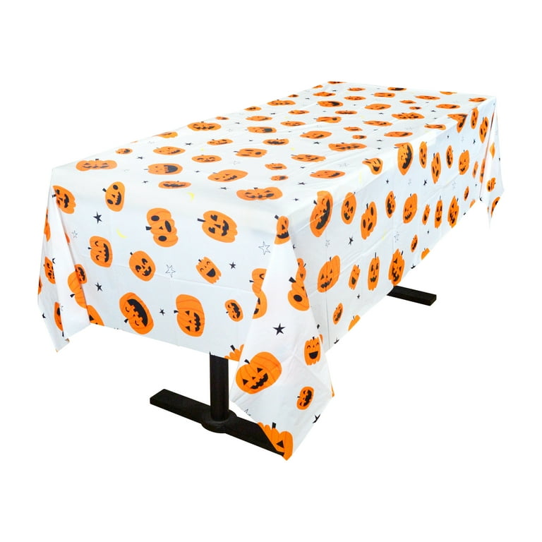 Halloween Plastic Table Cover, Pumpkin, Multicolor, 84“ x 54“, by