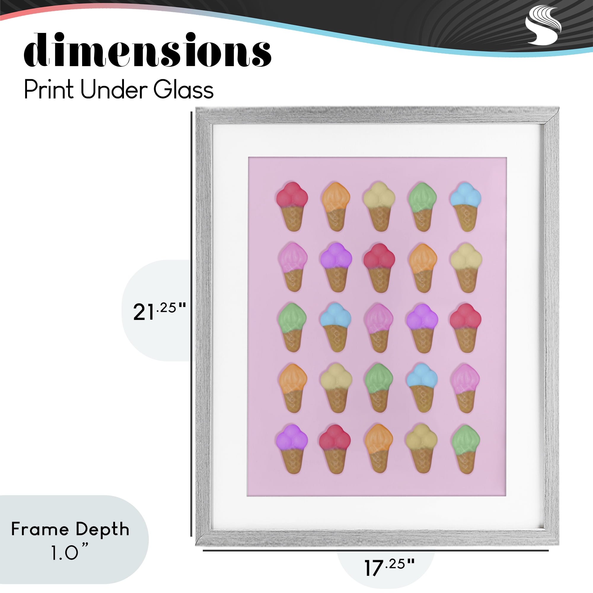 Stupell Industries Ice Cream Shaped Candies Gray Framed Print Under Glass, design by LISH Creative