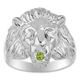 thumbnail image 1 of RYLOS Rings Sterling Silver Lion Head Ring Diamonds in Eyes & Gemstone Mouth Fun Designer Rings Peridot Jewelry Size 13, 1 of 7