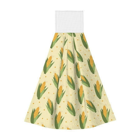 

Zeuib Yellow Corn Print Coral Velvet Hand Wipes Hanging Hand Towels Set with Hook & Loop Absorbent Towel for Bathroom Home