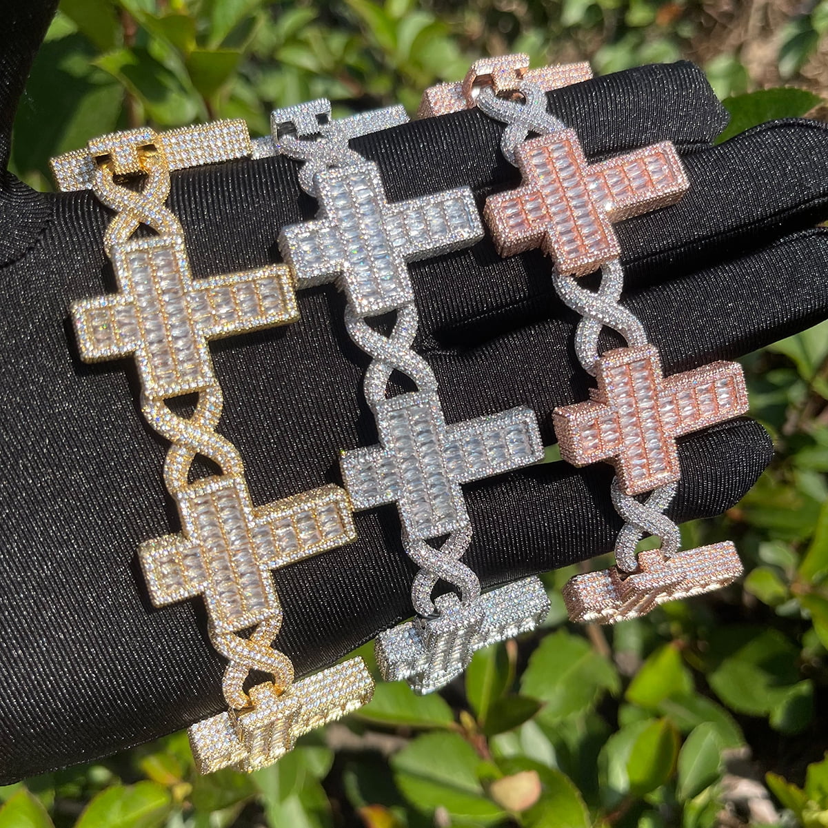 Cute Infinity Bracelet With Hearts & Cross – 14K Gold Plated, CZ Sparkle – Perfect Gift For Her