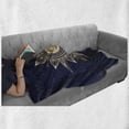 thumbnail image 6 of Psychedelic Soft Flannel Fleece Throw Blanket, Vintage Occult Sun with Face Boho Esoteric Solar Display Print, Cozy Plush for Indoor and Outdoor Use, 50" x 70", Dark Blue Yellow, by Ambesonne, 6 of 6