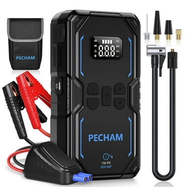 Pecham 3000A Car Jump Starter with Air Compressor, 150PSI Battery Jump Starter (for All Gas or up to 8.0L Diesel), 16000mAh Portable Car Battery Booster with LED Screen, 3 Modes Flashlight