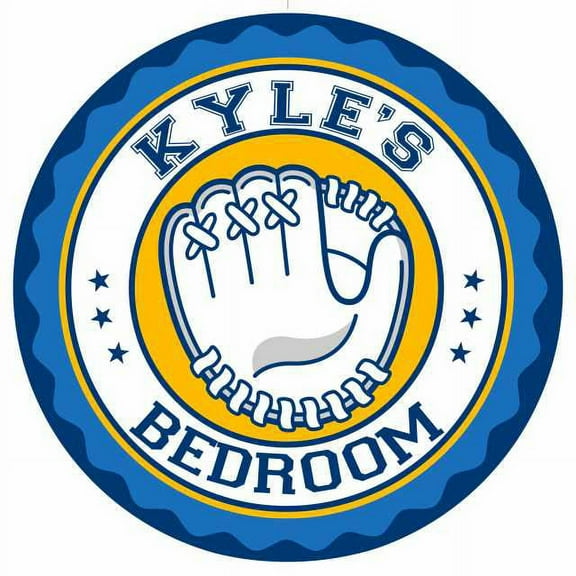 KYLE'S Baseball Glove Bedroom 14" Round Metal Sign Boys Room 100140029081