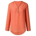thumbnail image 3 of 50% off Walmart+ Lulshou Womans Shirts Women Zipper Button Tops,Long Sleeves Loose Chiffon Shirt Clothing/Orange 18(5Xl), 3 of 8