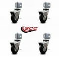 thumbnail image 2 of 3 Inch Bright Chrome Neoprene Rubber Casters with Brakes – Side Brackets - Set 4, 2 of 2