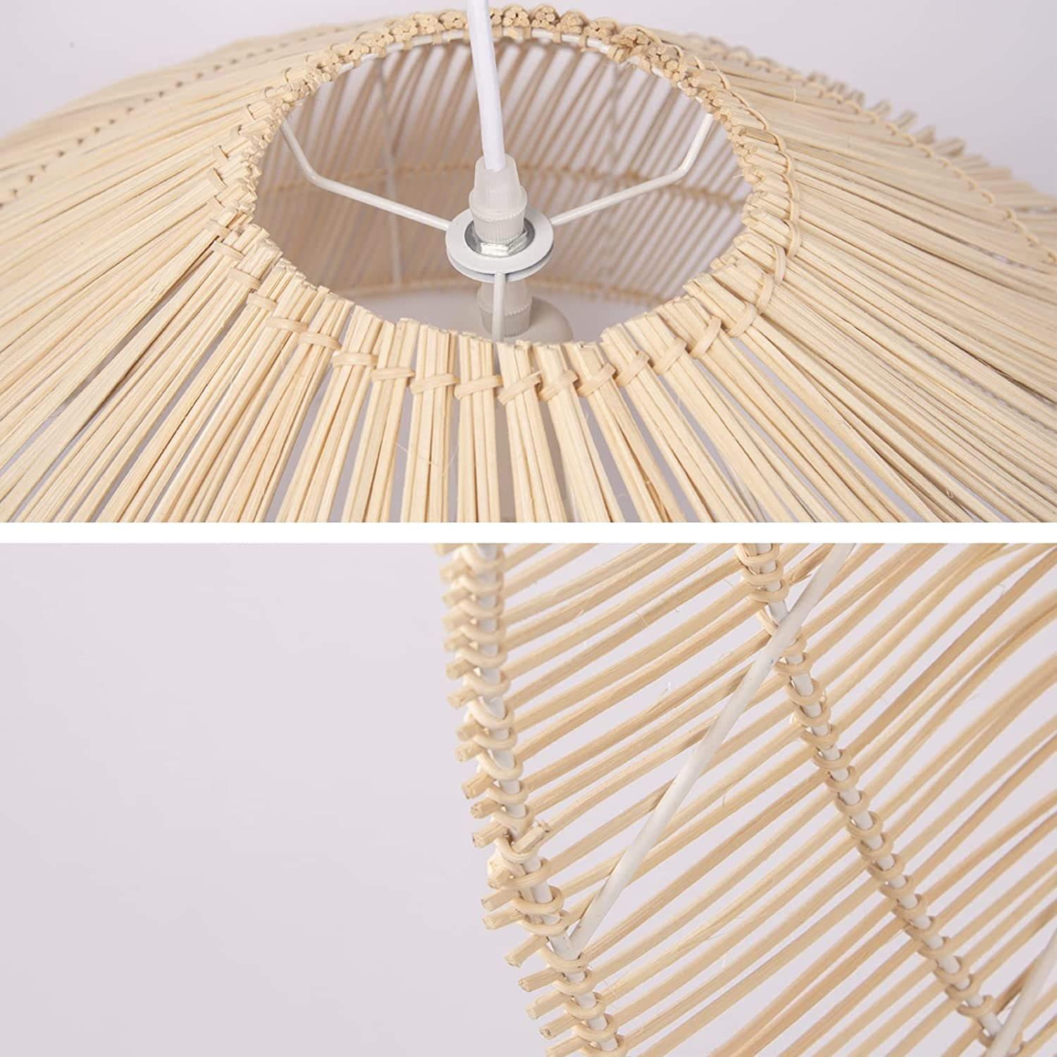 Arturesthome Black Rattan Pendant Lights Lampshade Wicker Hanging Light Fixture Chandelier for Kitchen Island Dining Room Entryway Hallway