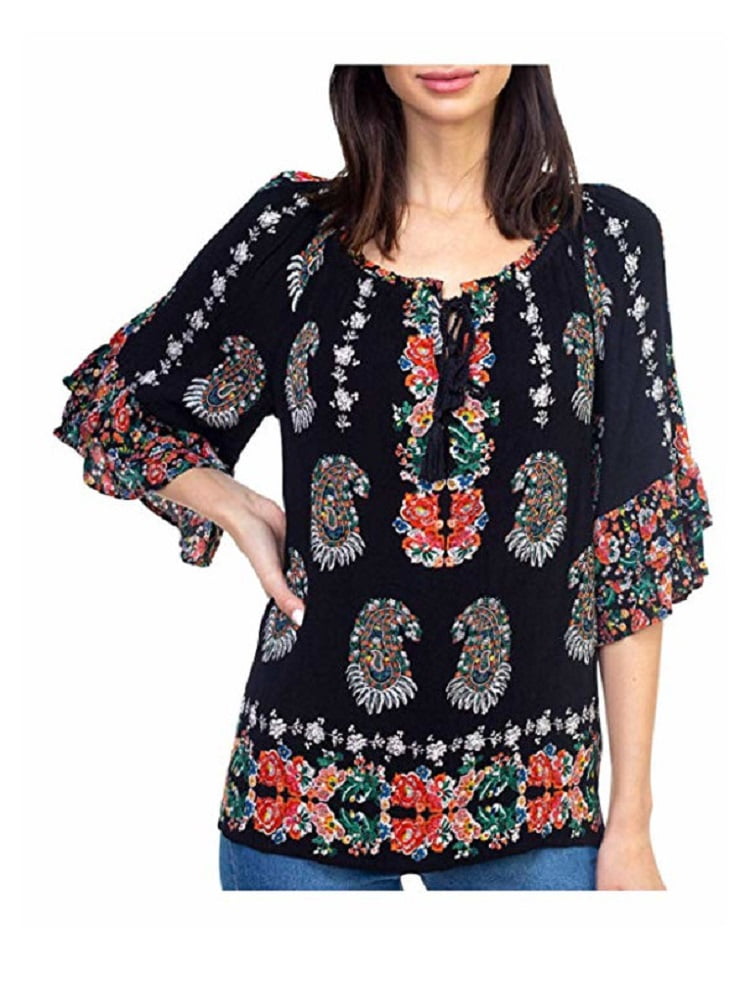 bila double sleeve ruffle blouse