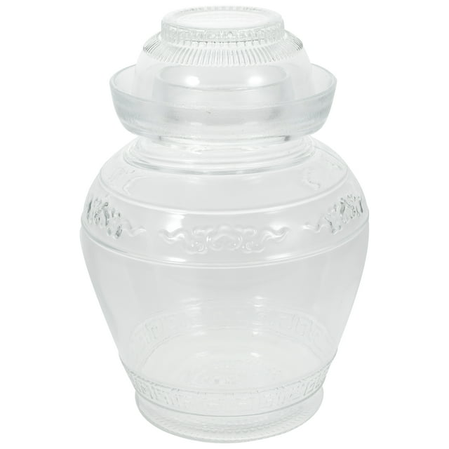 MasteelfCA 1pc Water Sealing Pickle Jar Kitchen Storage Jar Glass Pickled Vegetable Jar