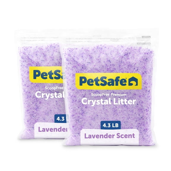 PetSafe ScoopFree Premium Crystal Cat Litter, Lavender, Silica Crystals, 4.3 lb, 2-Pack, Purple