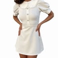 thumbnail image 3 of Women'S Short Sleeve Collar Cute Dress Fit and Flare A-Line Casual Dresses White M, 3 of 7