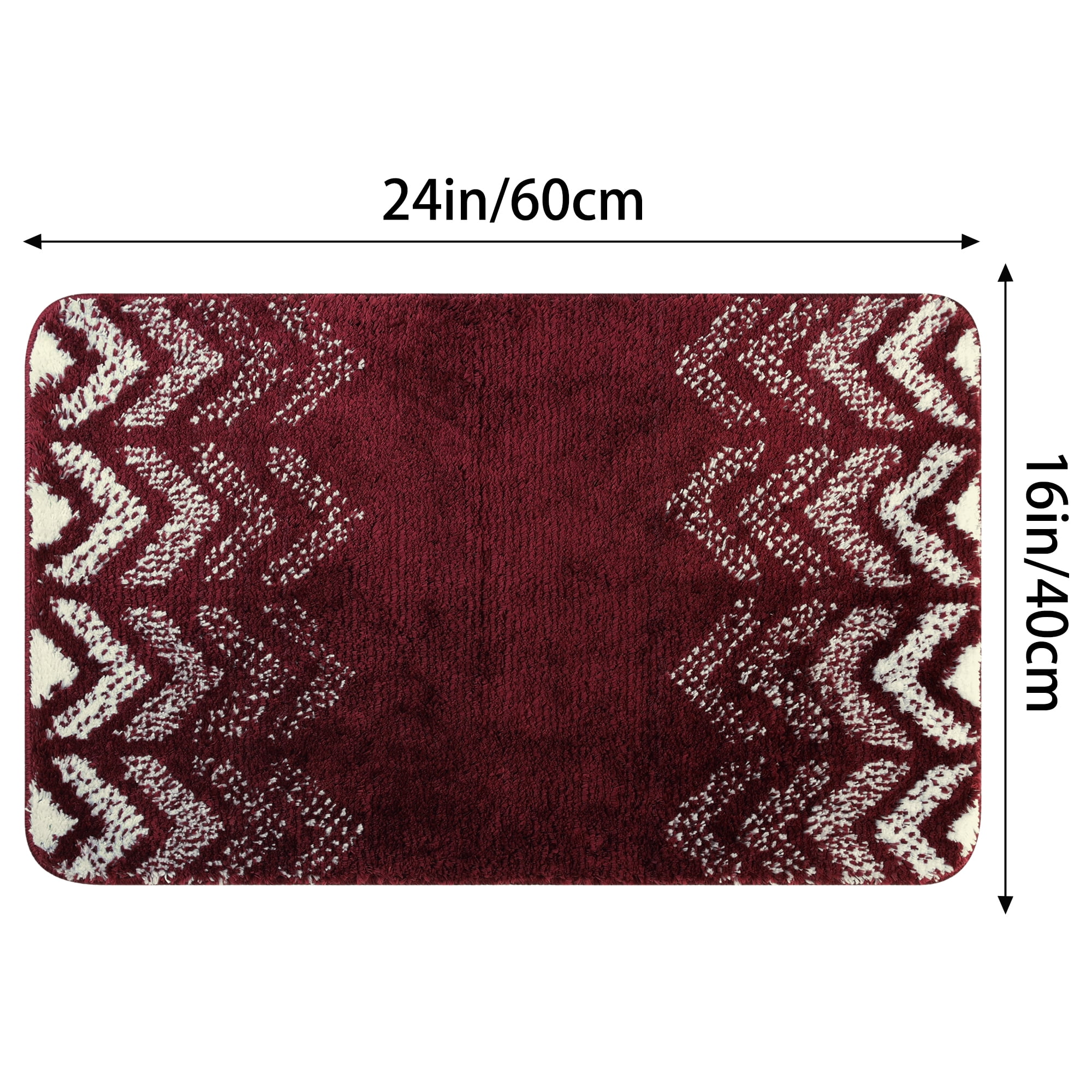 Unique Bargains 2 Pcs Geometric Patterns Bathroom Mats Absorbent Non-Slip Bath Rugs Red 16" x 24"