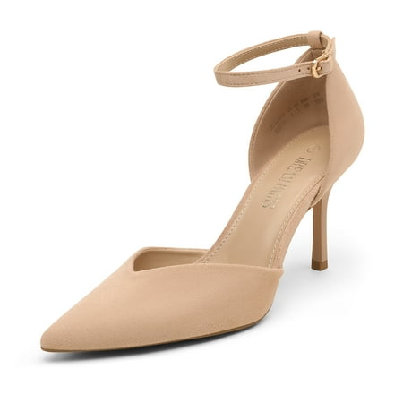 DREAM PAIRS Womens High Heels Strappy Closed Toe Stiletto Ankle Strap Pointed Toe D Orsay Heel Dress Wedding Party Pumps Shoes NUDE SDPU2215W size 7.5