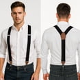 thumbnail image 2 of KAMBERFT Black Suspenders for Men 1.4 inch Wide Adjustable Elastic Y-Back Braces with 3 Metal Clips, 2 of 4