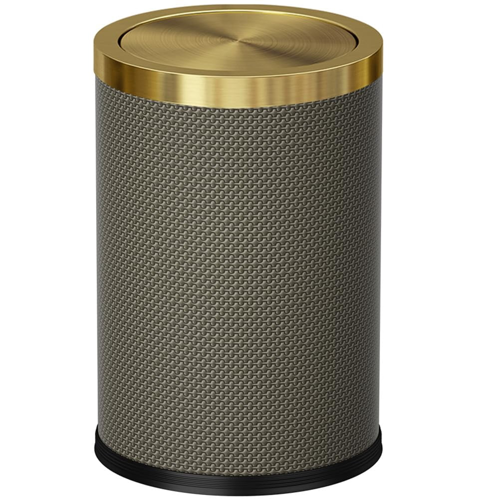 9L/2.3GAL Small Trash Can with Swing Lid, Waste Paper Baskets for Bathrooms,Black and Gold Trash Can for Bathroom,Bedroom, Powder Room,Office,Laundry Room (9L-Black)