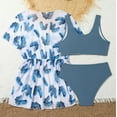 thumbnail image 5 of SGMVNU Girls Swimsuit with Kimono Cover up Girls Bathing Suits Size 10/12 3 Piece Swimwear Set Summer Beach Wear Floral Print Teens Bathing Suit, Size 8-9 Years, 1-Blue, 5 of 7