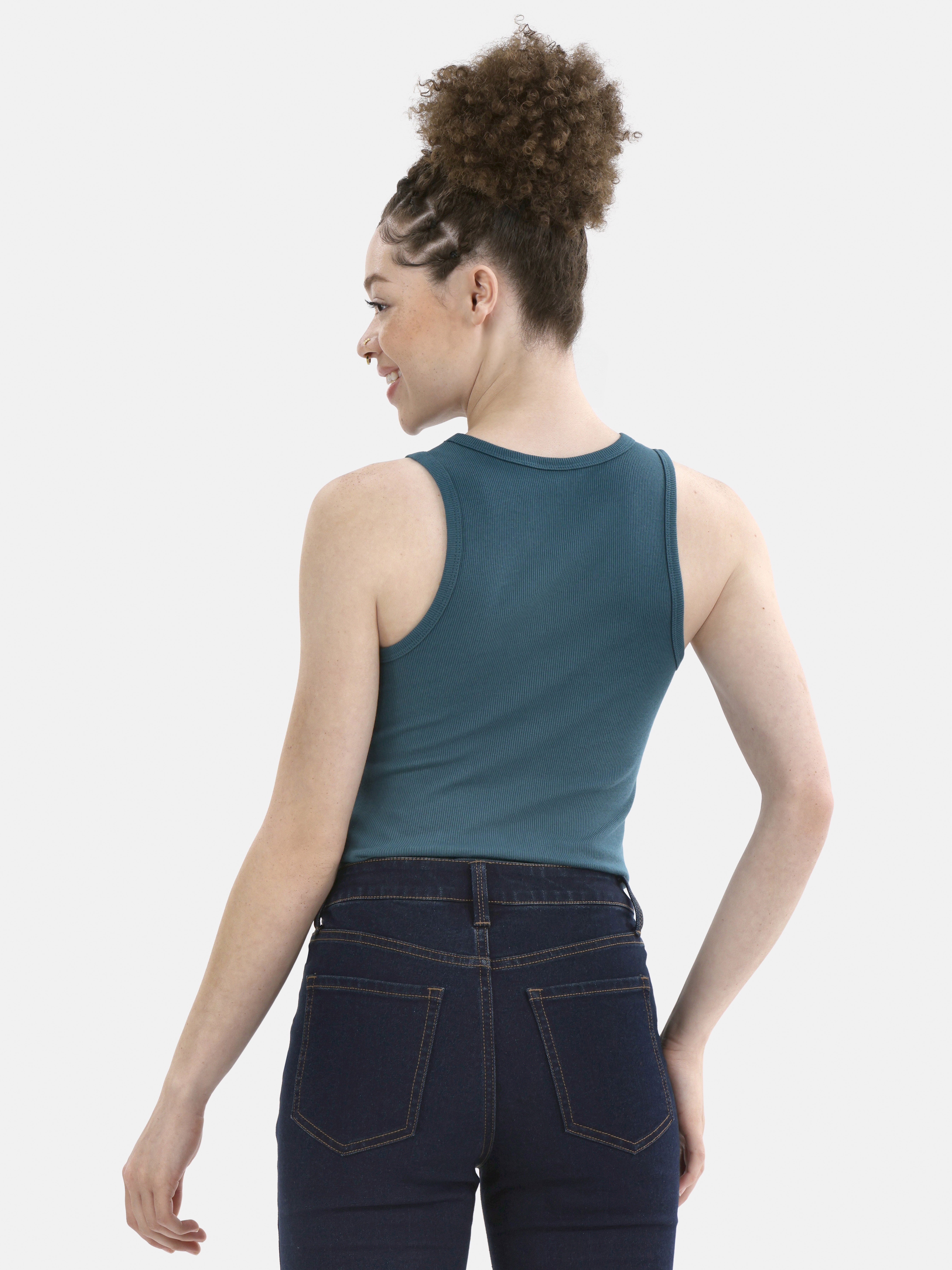 No Boundaries Ribbed High Neck Tank Top, Women's
