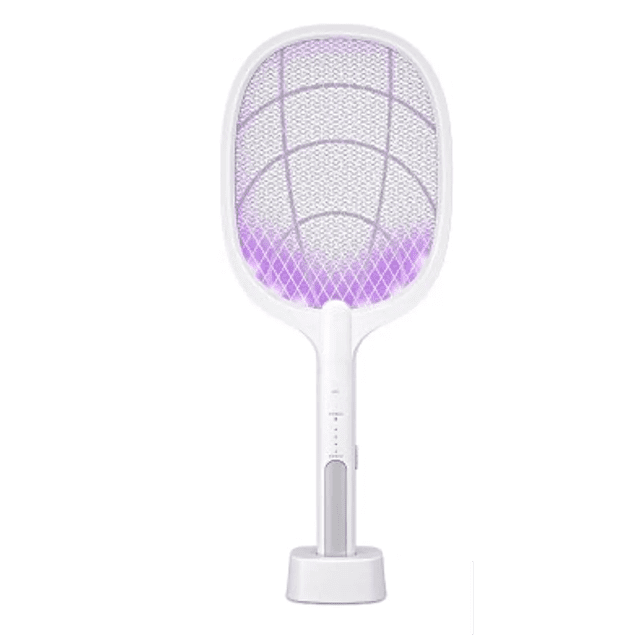 Raqueta Mata Mosquitos Lámpara Led Recargable Electrica, Color Blanco