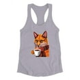 thumbnail image 3 of Fox Drinking Coffee Racerback Tank Women -Image by Shutterstock, Female Small, 3 of 4