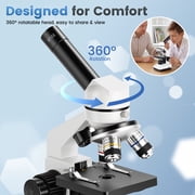 Herwicm 40X-2500X Compound Lab Microscope for Adults and Students, High-Power Biological Microscope with Smartphone Adapter and Prepared Slides Kit, Stem Kit for School Lab and Home Education