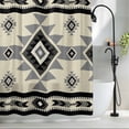 thumbnail image 2 of Boho Southwest Gray Geometric Fabric Shower Curtain Retro Ethnic Style Washable Shower Curtains for Bathroom, Waterproof Bath Curtain with Hooks Home Decor 72x84in, 2 of 8