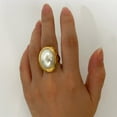 thumbnail image 2 of PAMTIER Women's Stainless Steel Vintage Elegant Dainty Big Pearl Open Ring Gold Size 8, 2 of 5