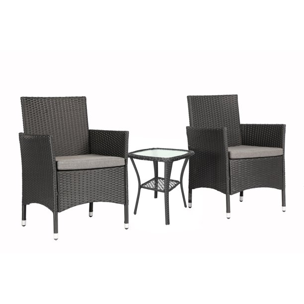 Baner Garden Q16 Bl New Outdoor Complete Cushion Pe Wicker Rattan Garden Dining Curved Coffee Table 3 Piece Patio Furniture Set Black Walmart Com Walmart Com