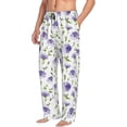 thumbnail image 3 of Kdxio Purple Chicory Print Men's Sleep Pajama Pant Lounge Pants with Pockets, 3 of 8