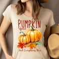 thumbnail image 4 of Pumpkin Spice and Everything Nice T-Shirt | Fall Pumpkin Leaves Graphic Tee for Women, Maroon, Size XL, 4 of 6