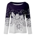 thumbnail image 4 of T-shirts à Manches Longues Col Rond pour Femmes Hauts Tunique Imprimée Florale Tendance Hauts Décontractés Amples Confortables Chandails en Molleton Blouses, 4 of 4