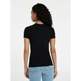 thumbnail image 4 of Time and Tru Women's Ribbed Tee with Short Sleeves, Sizes XS-XXXL, 4 of 6