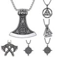thumbnail image 1 of Colgante de aleación con forma de hacha de batalla vikinga con relieve de runas de Norron, collar con personalidad retro para hombre, colgantes de guillotina de metal, joyería de moda --- Código de p, 1 of 5