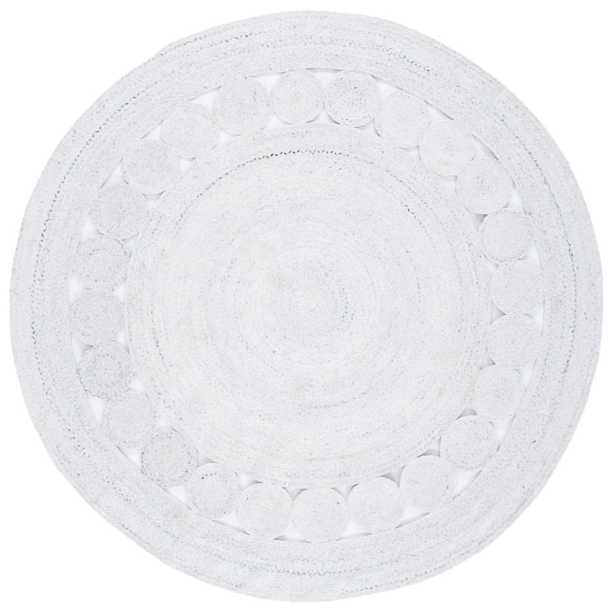 SAFAVIEH Cape Cod Salim Geometric Polyester Area Rug, Ivory, 7' x 7' Round
